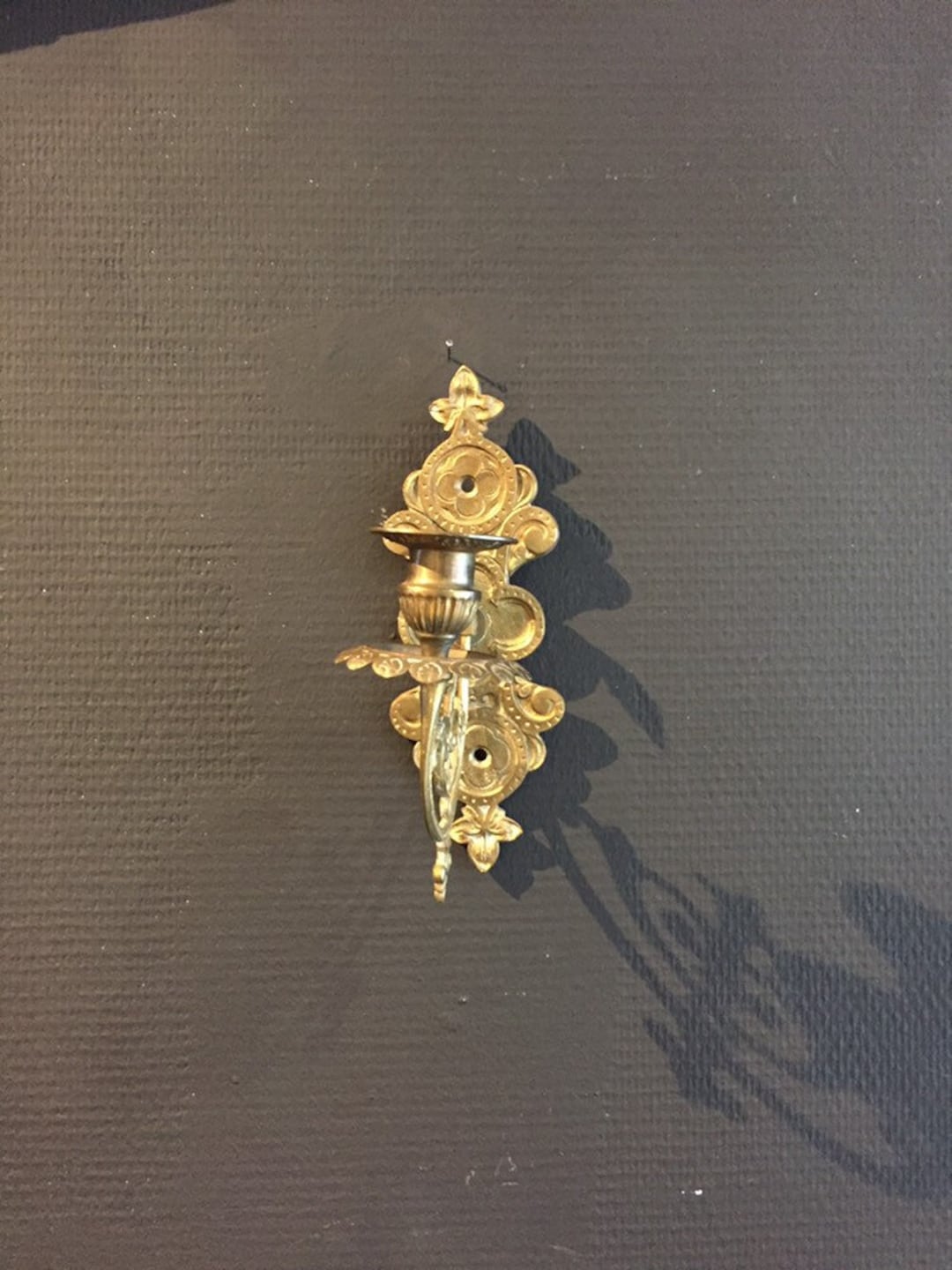 Antique French Wall Candle Holder Candlestick Brass Ornate Etsy