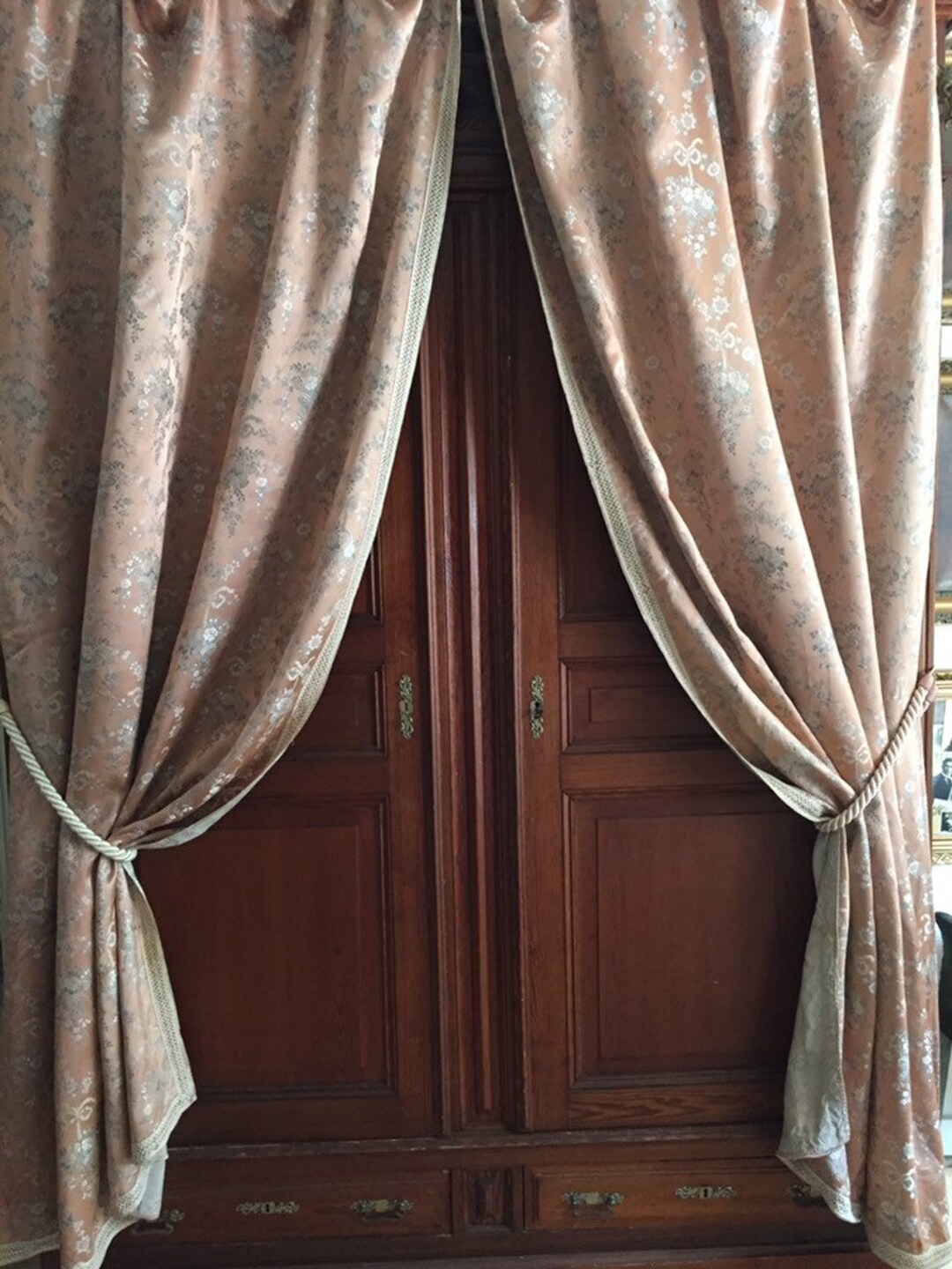 Pair Vintage Silk Curtain French Antique Château Romantic Etsy