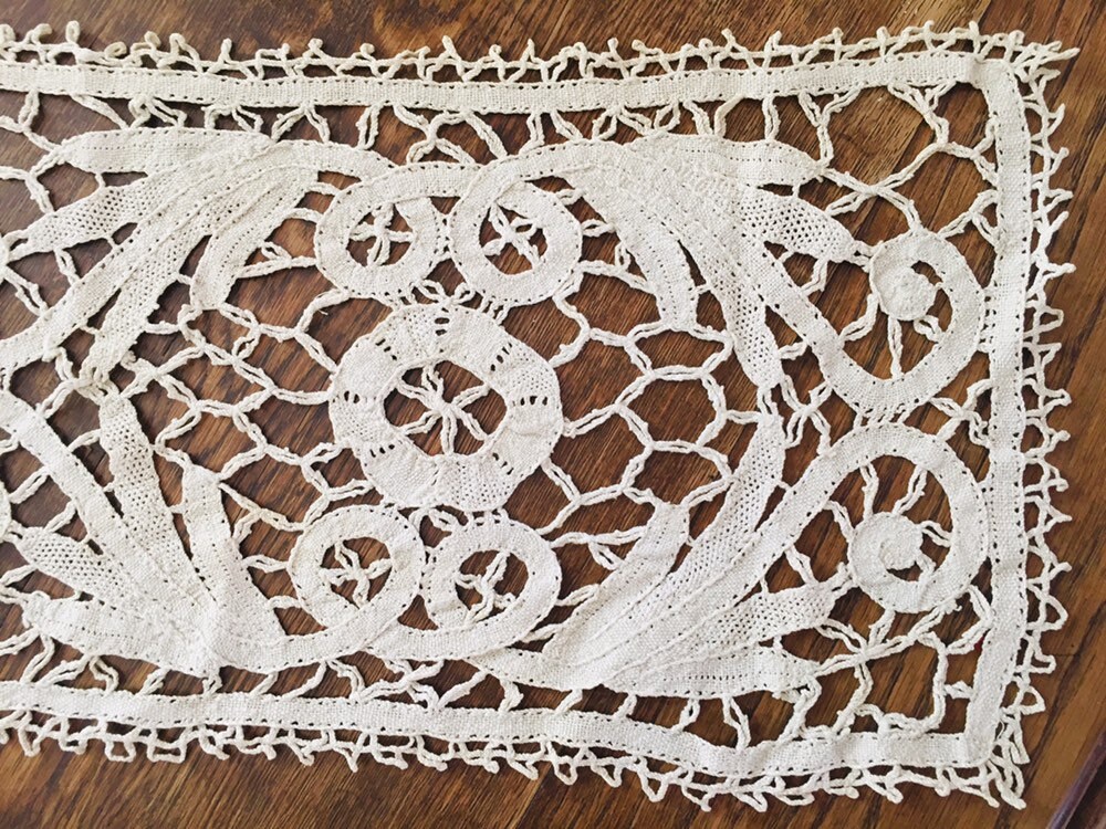Antique Belgian doily handmade bobbin lace Bruges flemish lace Etsy