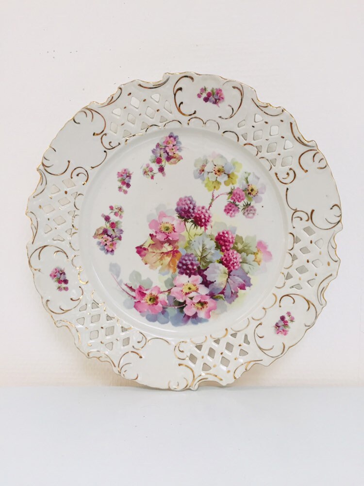 Antike offene Porzellan Teller Kuchen Stehen Belgischen | Etsy