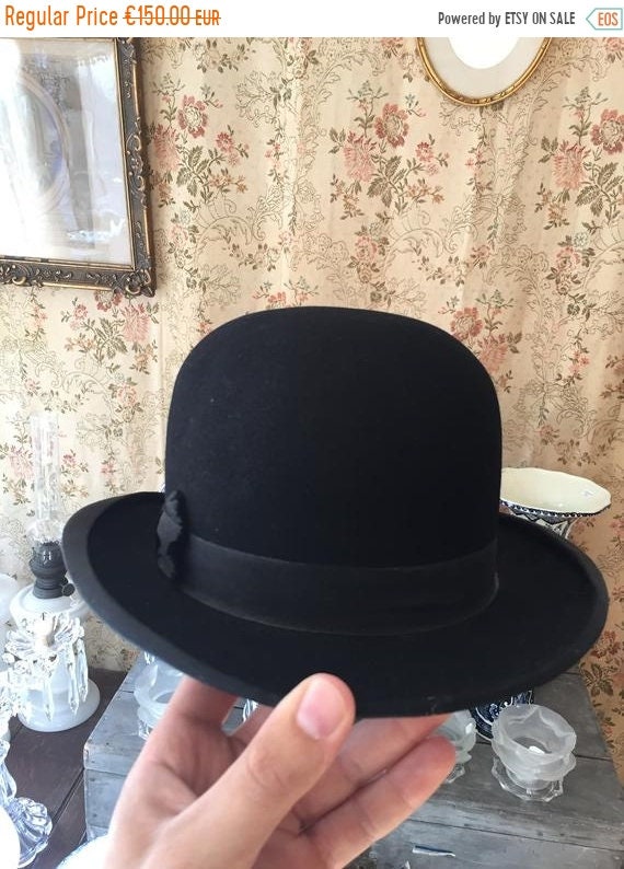 ON SALE Antique French bowler hat chapeau melon to