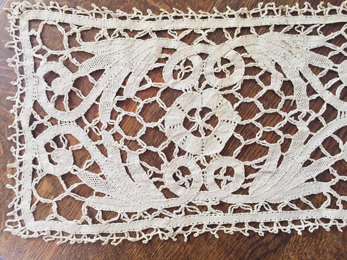 Antique Belgian doily handmade bobbin lace Bruges flemish lace Etsy