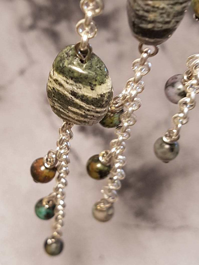 Gemstone Necklace Christmas gift for her Bib Necklace Beaded Dangle Necklace Boho Choker