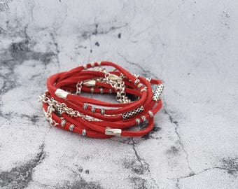 Women's beaded Charm Leather wrap bracelet - NecklaceL, Christmas gift, personalized-jewelry