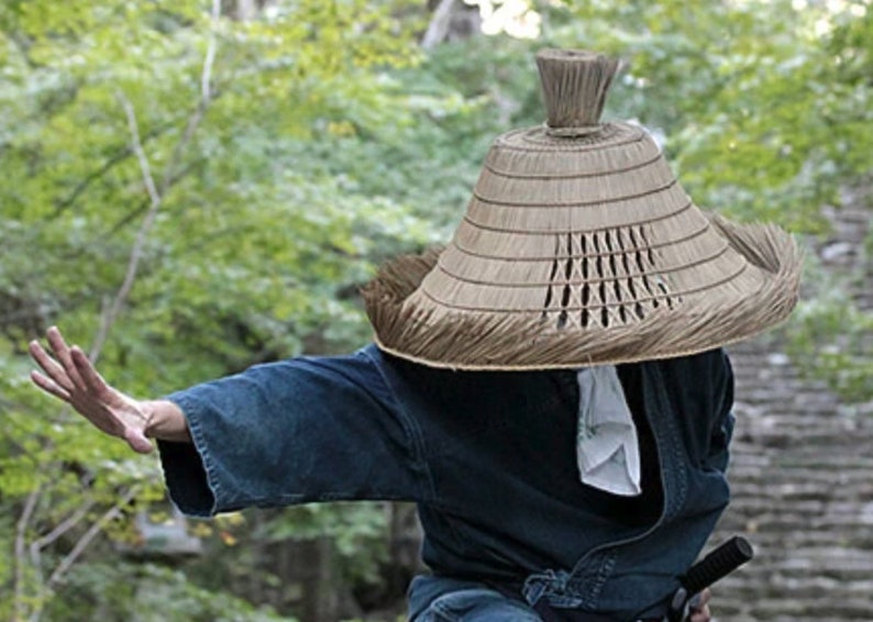 Straw Hat Samurai Ronin Gasa Japanese Hat Igusa Kasa Ninja Etsy