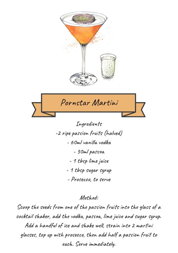 6 Classic Cocktail vintage recipe cards fridge magnets