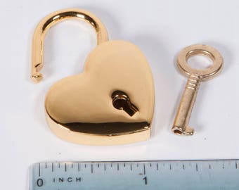 Large Small Heart-shaped Lock, 'Gold'