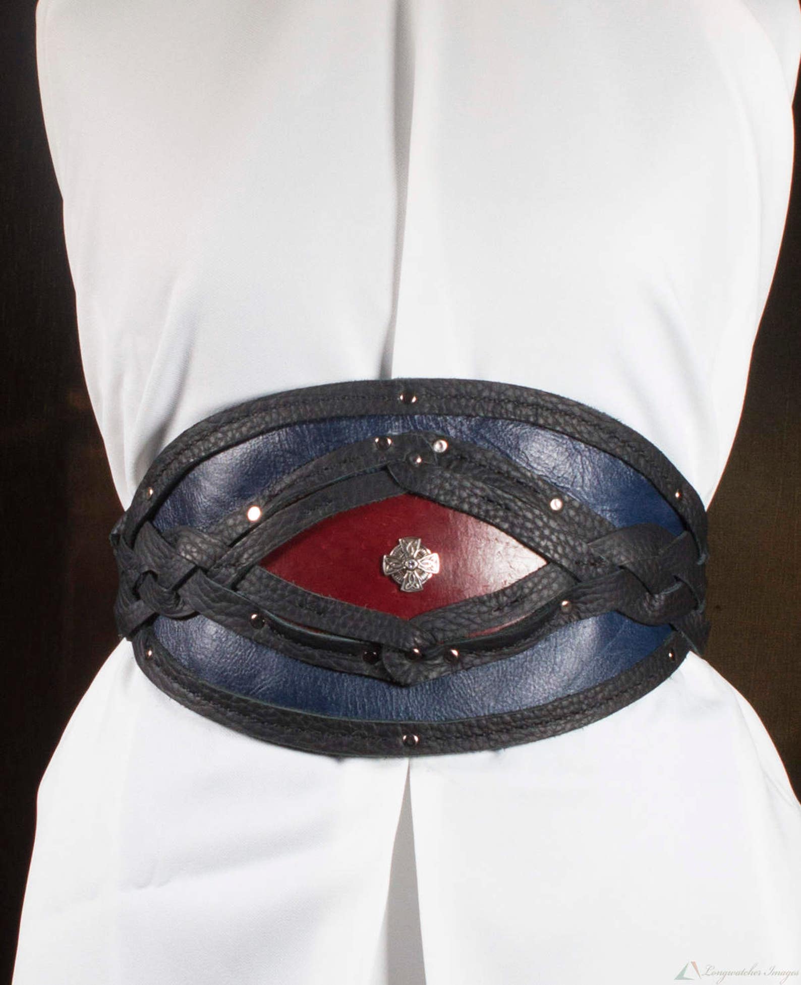 Leather Waist Cincher Belt Navy Blue and Burgundy With Black Etsy