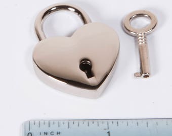 Large Small Heart-shaped Lock, 'Silver'