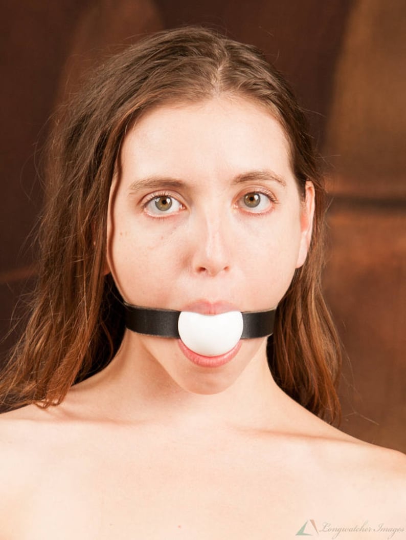 Silicone Ball Gag, Medium-Large 2.0, medical grade with black or white leather strap image 6
