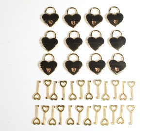 Medium Small Heart-shaped Lock, 'Gold', 12x Pack