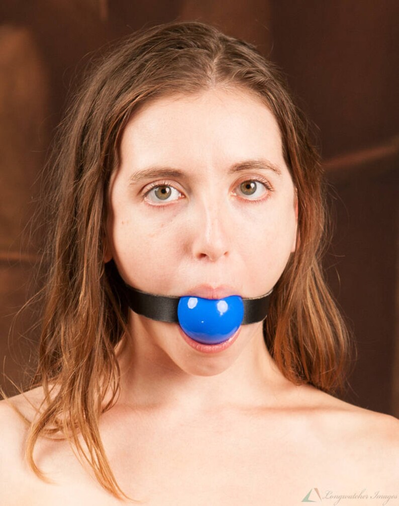 Silicone Ball Gag, Medium-Large 2.0, medical grade with black or white leather strap image 5