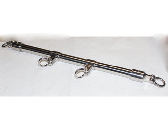 Spreader Bar with wrist attachments for BDSM, Stainless Steel