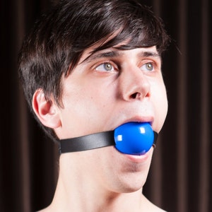 Silicone Ball Gag, medical grade with black leather strap image 2