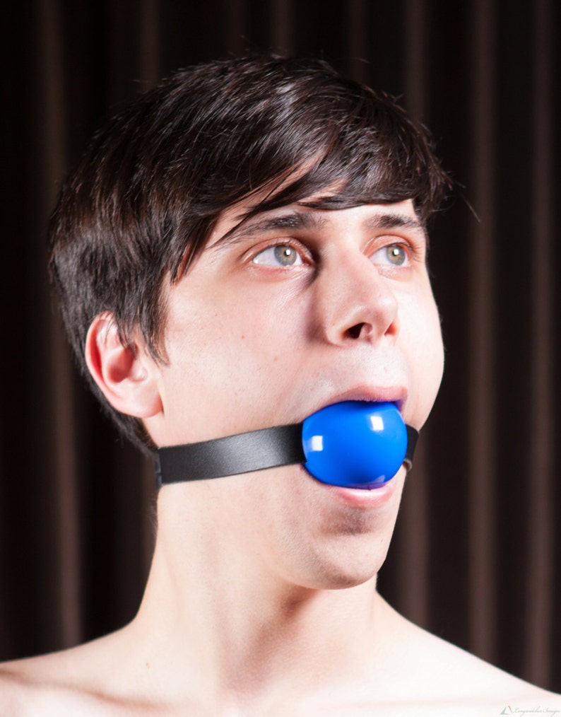 Silicone Ball Gag, medical grade with black leather strap image 2