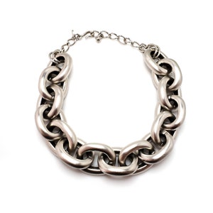 Vintage Kenneth Jay Lane Silver-Plated Chunky Chain Statement Necklace