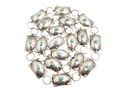 Vintage 1980s Blue Turquoise and Sterling Silver Long Adjustable Concho 42 quot Belt