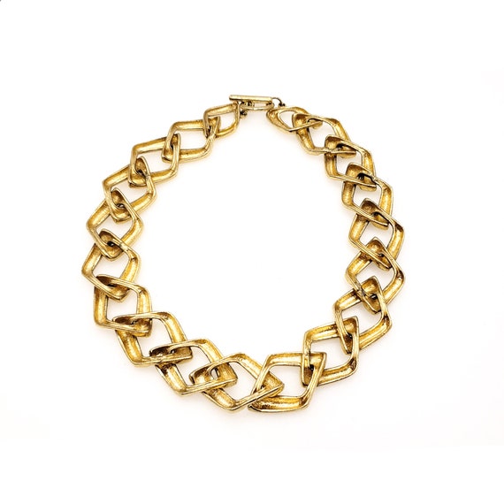 Vintage Yellow Gold Plate Chunky Necklace 1980s G… - image 5