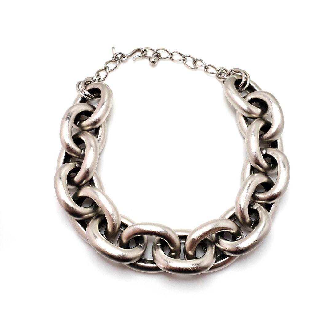 Vintage 2000s KENNETH JAY LANE Large Jumbo Chunky Cable Chain Silver ...
