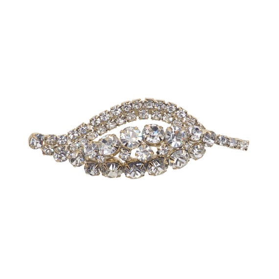 1950s Leaf Rhinestone Statement Brooch: Vintage G… - image 3
