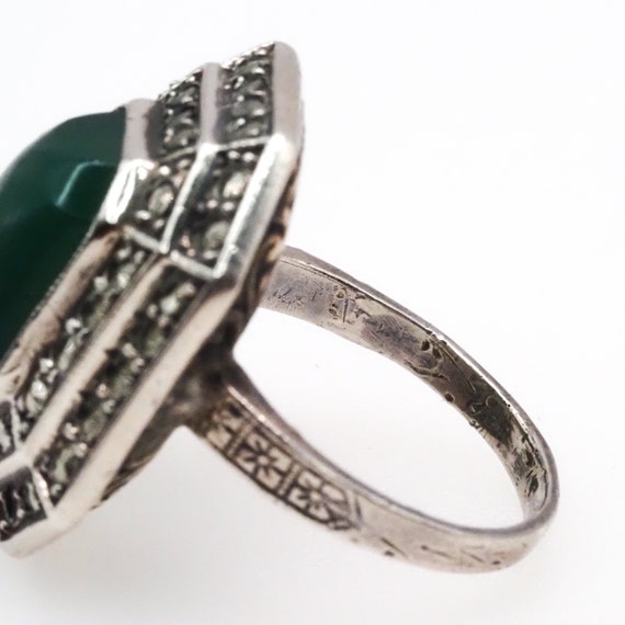 Vintage 1930s Art Deco Chrysoprase, Marcasite, an… - image 9