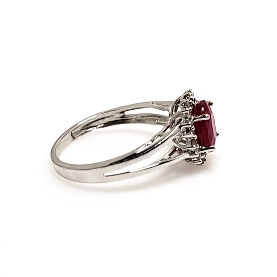 Vintage 1990s Ruby, White Gold Diamond Ring - Ova… - image 6