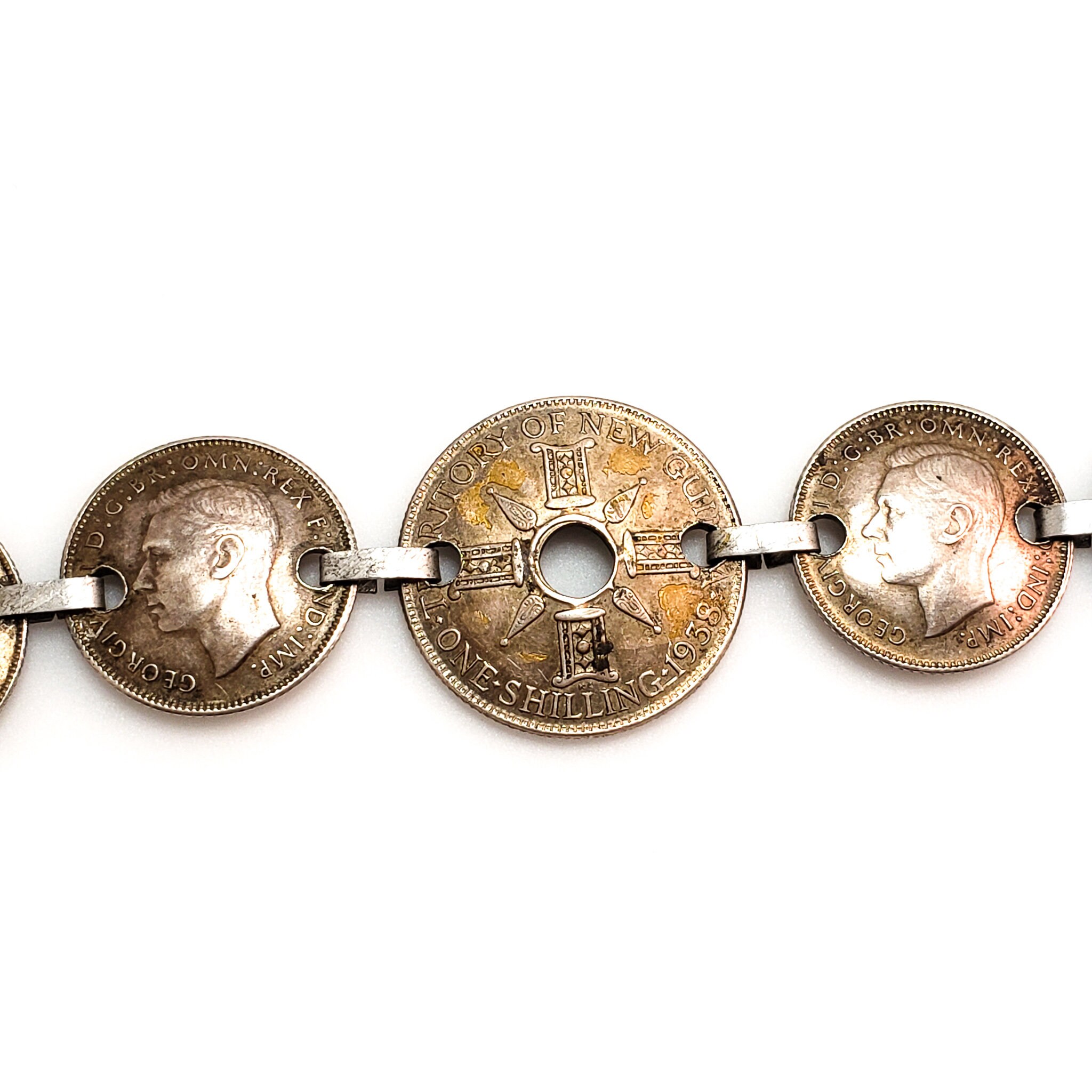 Vintage WWII Australian Coin Silver Bracelet - King George VI, 7.5