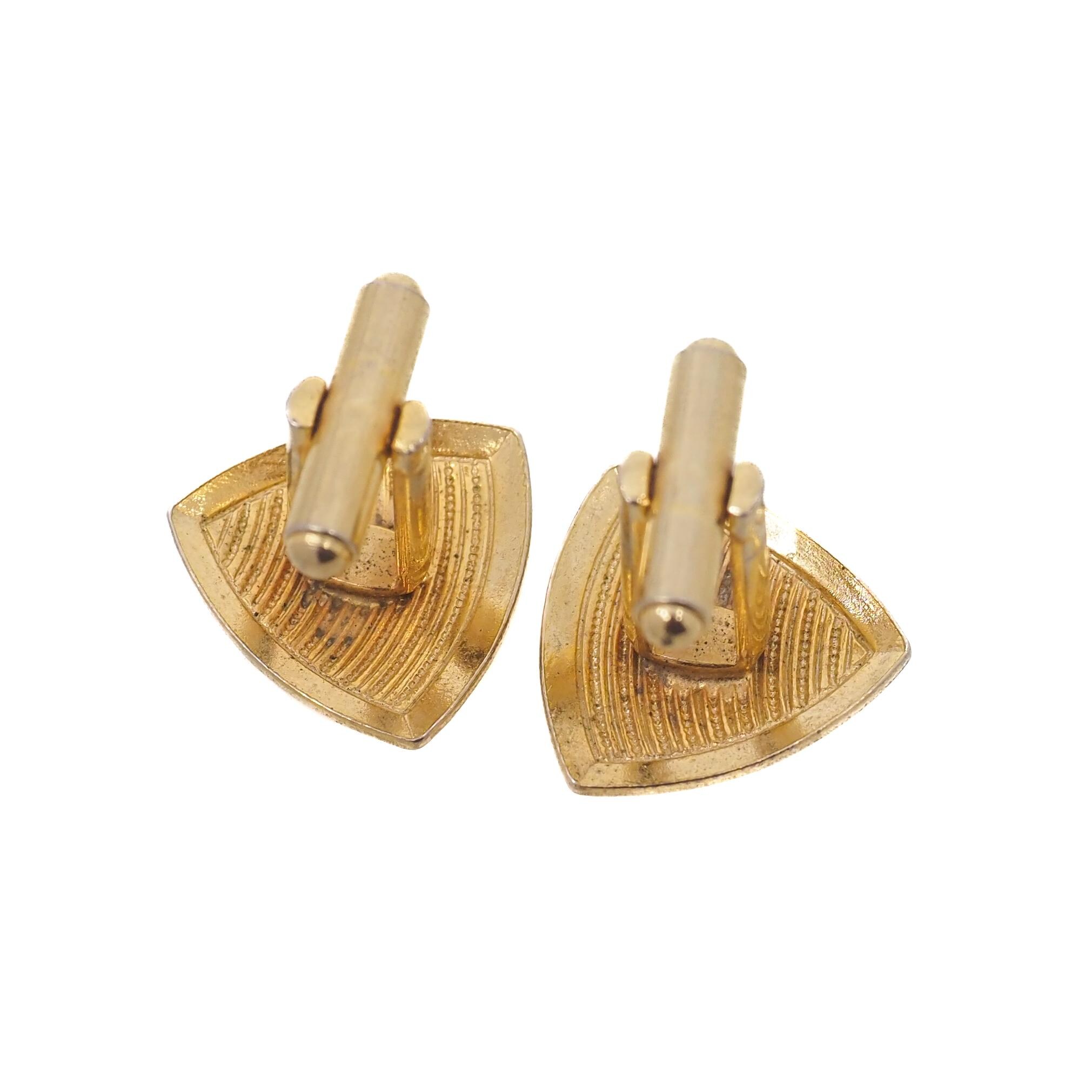 Boutons De Manchette Vintage Shields - Ton Or - Années 50-60 - Occasion Chic