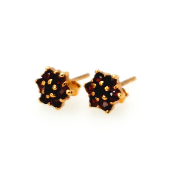 Vintage 1990s Garnet, Silver Stud Earrings - 90s … - image 3