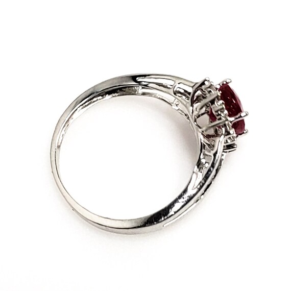 Vintage 1990s Ruby, White Gold Diamond Ring - Ova… - image 7