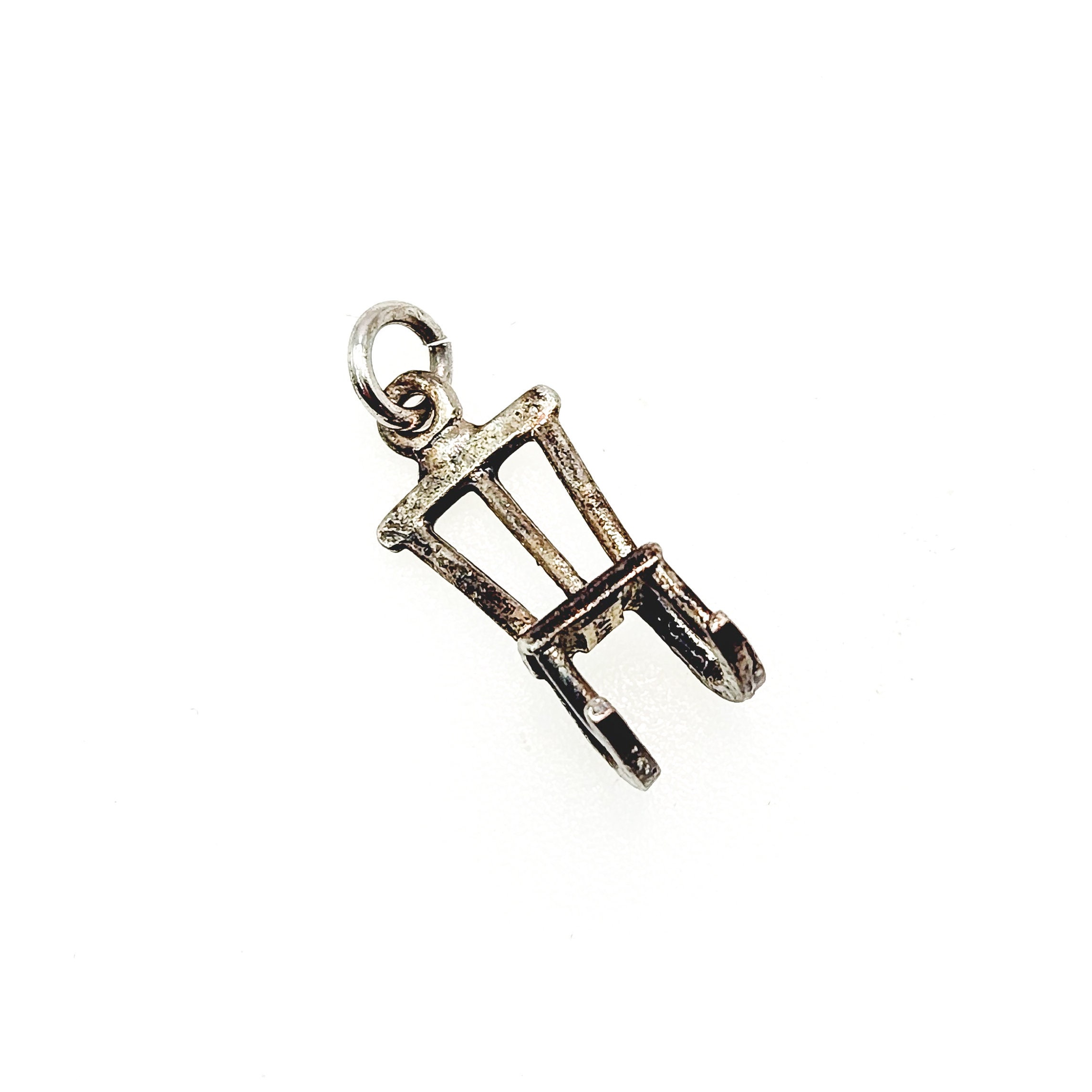 Charm Breloque Chaise à Bascule Vintage En Argent Sterling 925 - Environ 2,2 G