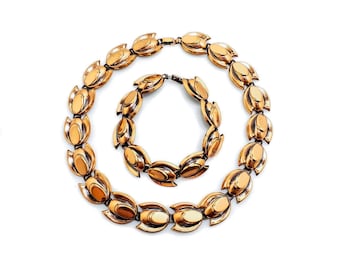 Vintage Renoir Copper Tulip Jewelry Set: Mid-Century Modern Necklace & Bracelet