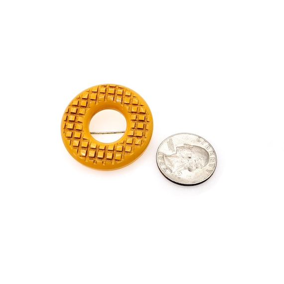 Broche Portrait Vintage En Bakélite Jaune – Occasion, Sans Marque – Style Rétro Unique