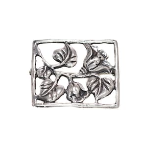 Vintage Sterling Silver Floral Brooch - 1940s Retro Art Deco