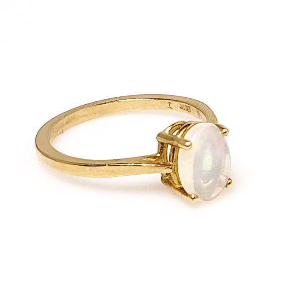 Vintage Opal Gold Ring - 1970s Translucent Opal 0… - image 5