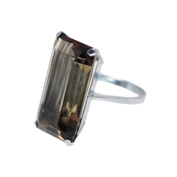 Vintage 1960s 21.08 Carat Rectangular Cut Smoky Q… - image 6