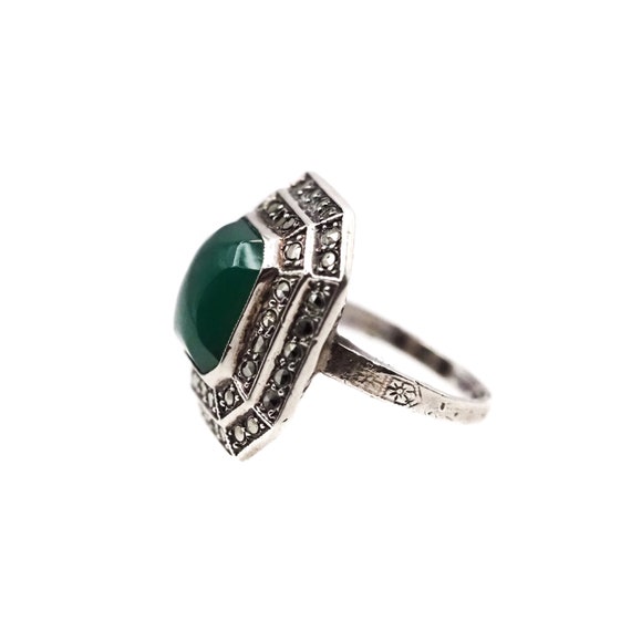 Vintage 1930s Art Deco Chrysoprase, Marcasite, an… - image 4