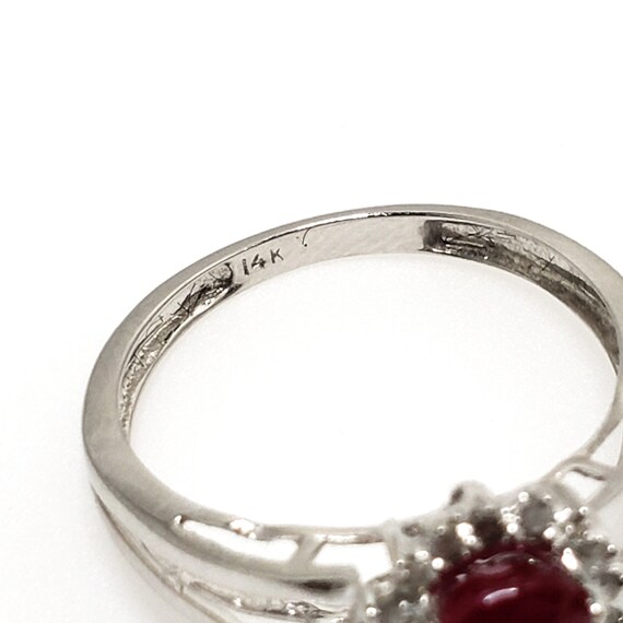 Vintage 1990s Ruby, White Gold Diamond Ring - Ova… - image 9