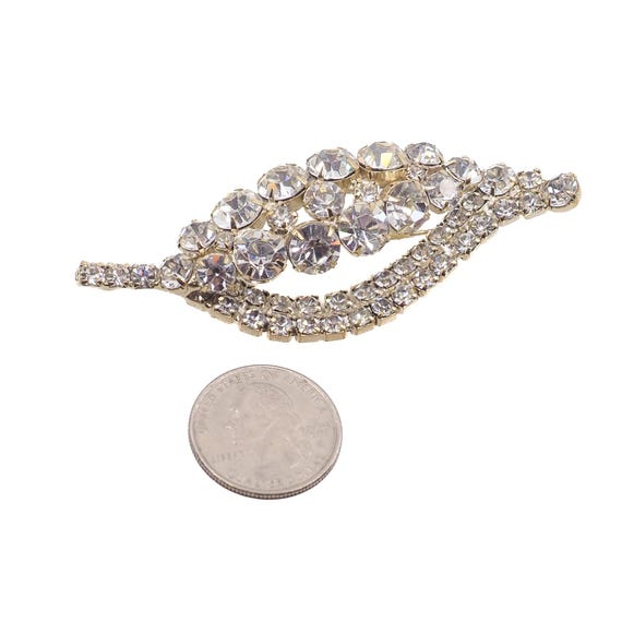 1950s Leaf Rhinestone Statement Brooch: Vintage G… - image 4