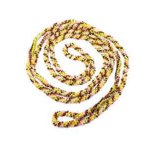 Vintage 1920s Art Deco Rope Bead Necklace - Deco Colorful Glass Seed Beaded Long Flapper 68&quot; Necklace - Multicolor Bead Necklace