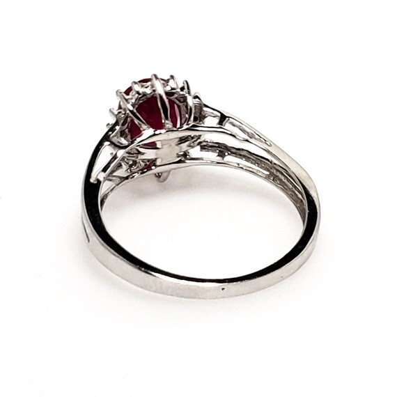 Vintage 1990s Ruby, White Gold Diamond Ring - Ova… - image 5