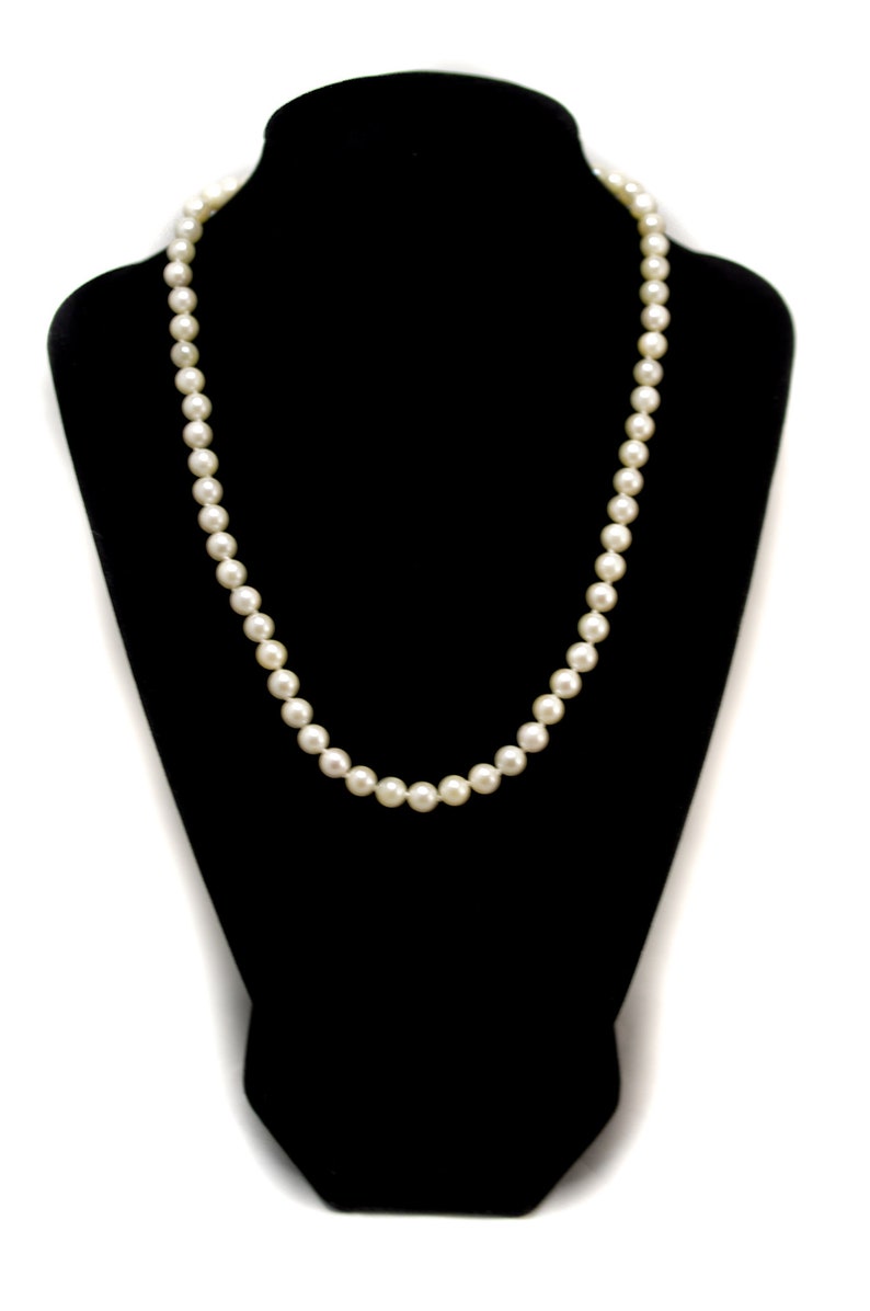 Collar vintage de perlas Akoya: perlas cultivadas japonesas de los años 80, oro de 14 quilates. imagen 4
