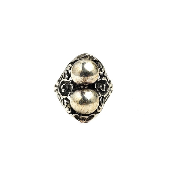 Vintage 1960s Sterling Silver Ball Ring - Silver … - image 1