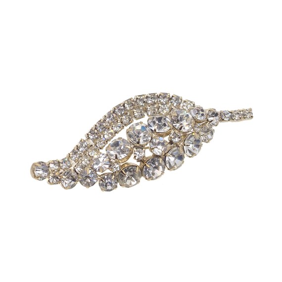 1950s Leaf Rhinestone Statement Brooch: Vintage G… - image 1