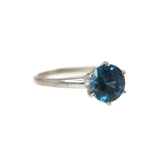 Vintage 1970s Greenish Blue Lab Created Spinel an… - image 7