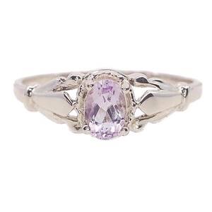 Vintage 1970s Light Purple Glass Sterling Silver Ring - Size 7