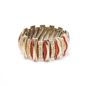 Vintage 1940s Harwood Leading Lady Gold Filled Enamel Flower Expansion Bracelet