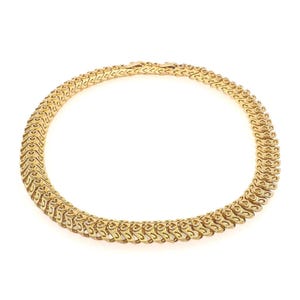 Vintage 1950s Gold Plate Heart Collar Choker 16.5&quot; Necklace - 50s Yellow Gold Plate Heart Necklace
