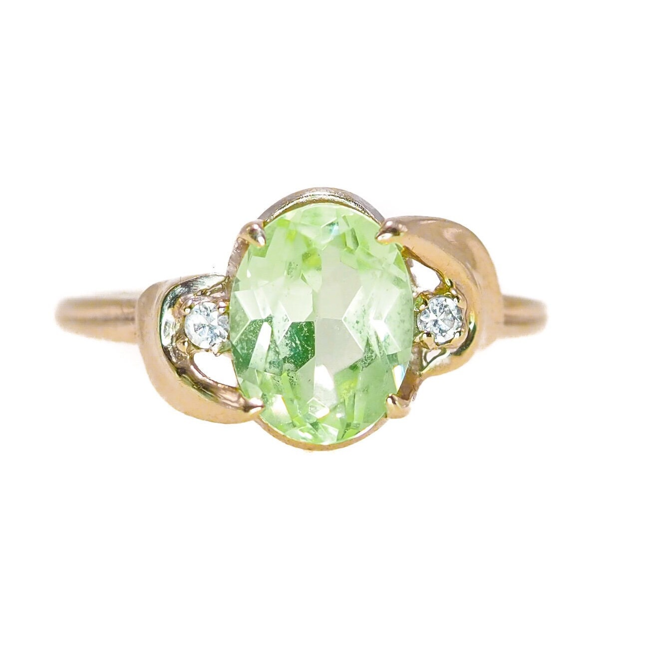 Vintage 1950s Fluorescent Green Synthetic Spinel, Diamond
