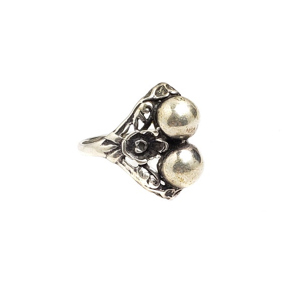 Vintage 1960s Sterling Silver Ball Ring - Silver … - image 3